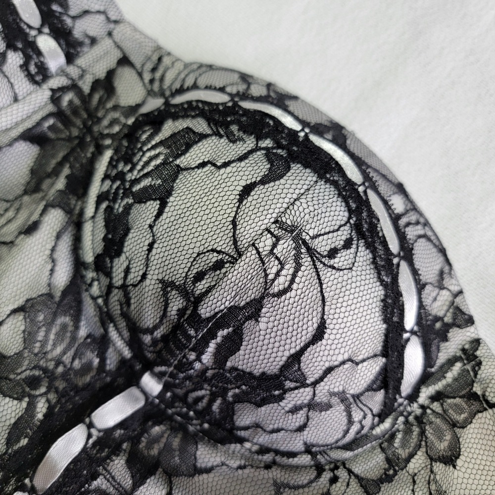 Vintage Y2K Charlotte Russe Corset Top Black White Womens M Goth Coquette‎ Emo - Picture 14 of 15